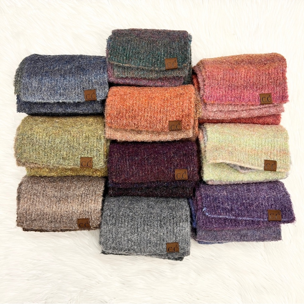 C.C Recycled Yarn Ombre Mix Scarf for Adults, Winter Scarf, Warm Scarf